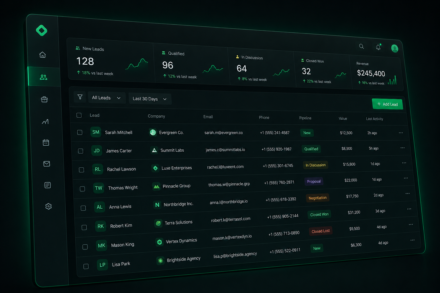 ERP & CRM Systems interface preview